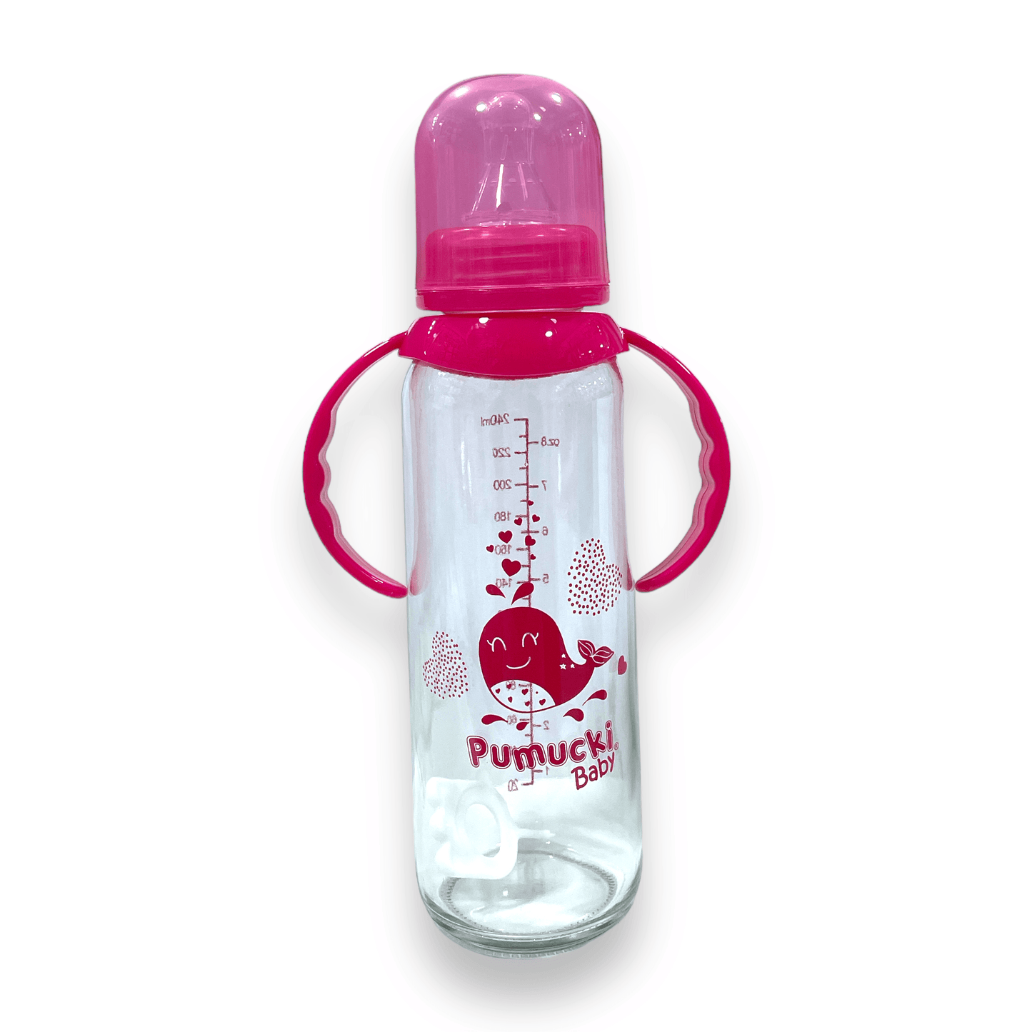 Mamadera de vidrio 250ml fucsia - Palimu