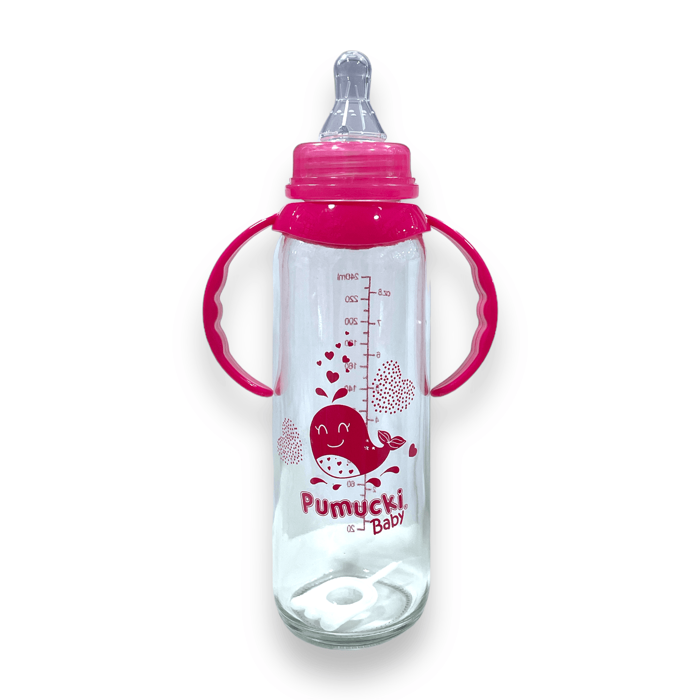 Mamadera de vidrio 250ml fucsia - Palimu