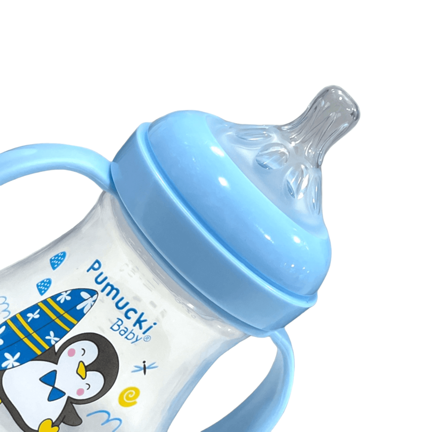 Mamadera 180 ml boca ancha celeste Pumucki - Palimu