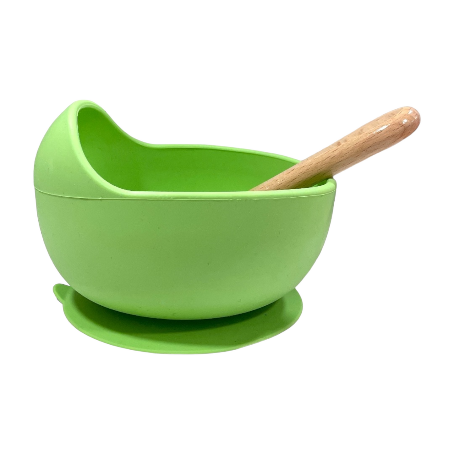 Bowl de silicona con cuchara verde