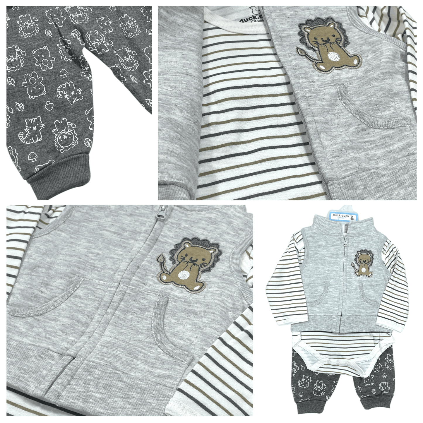 Conjunto de 3 piezas, Gris - Palimu