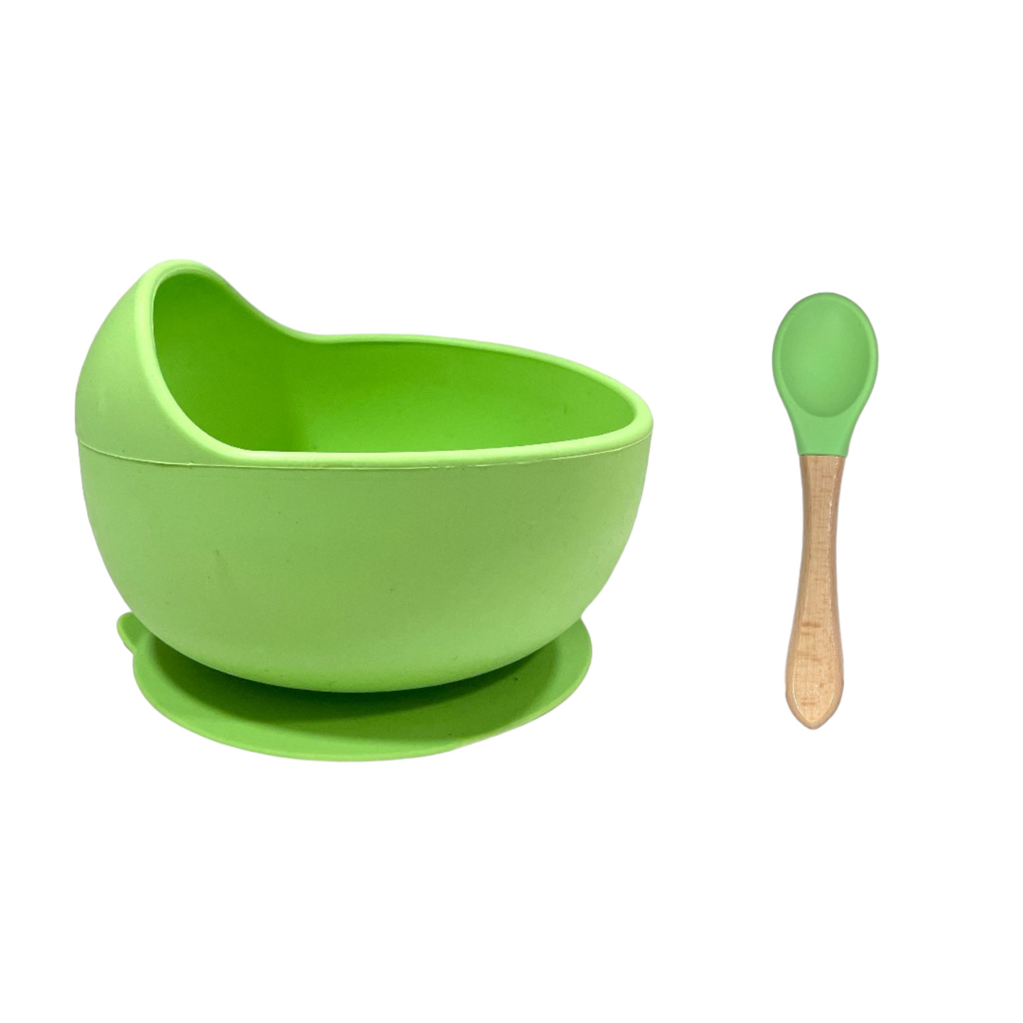 Bowl de silicona con cuchara verde