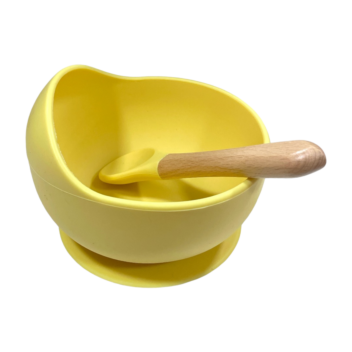 Bowl de silicona con cuchara amarillo