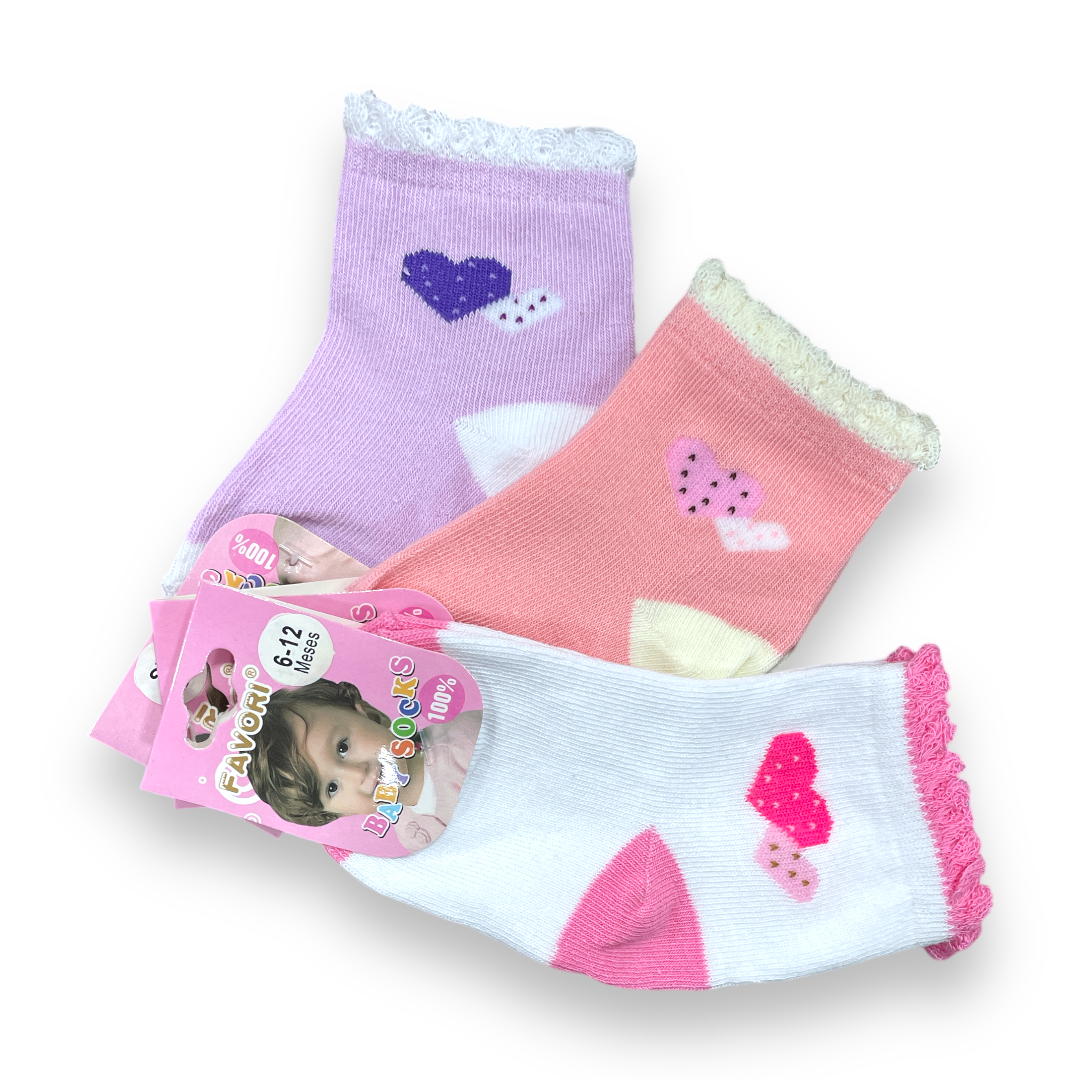 Set de 3 calcetines 6-12m favori niña