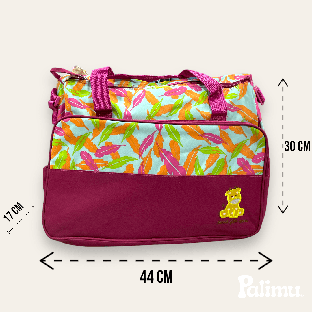 Set bolso maternal 5 piezas Burdeo con diseño - Palimu