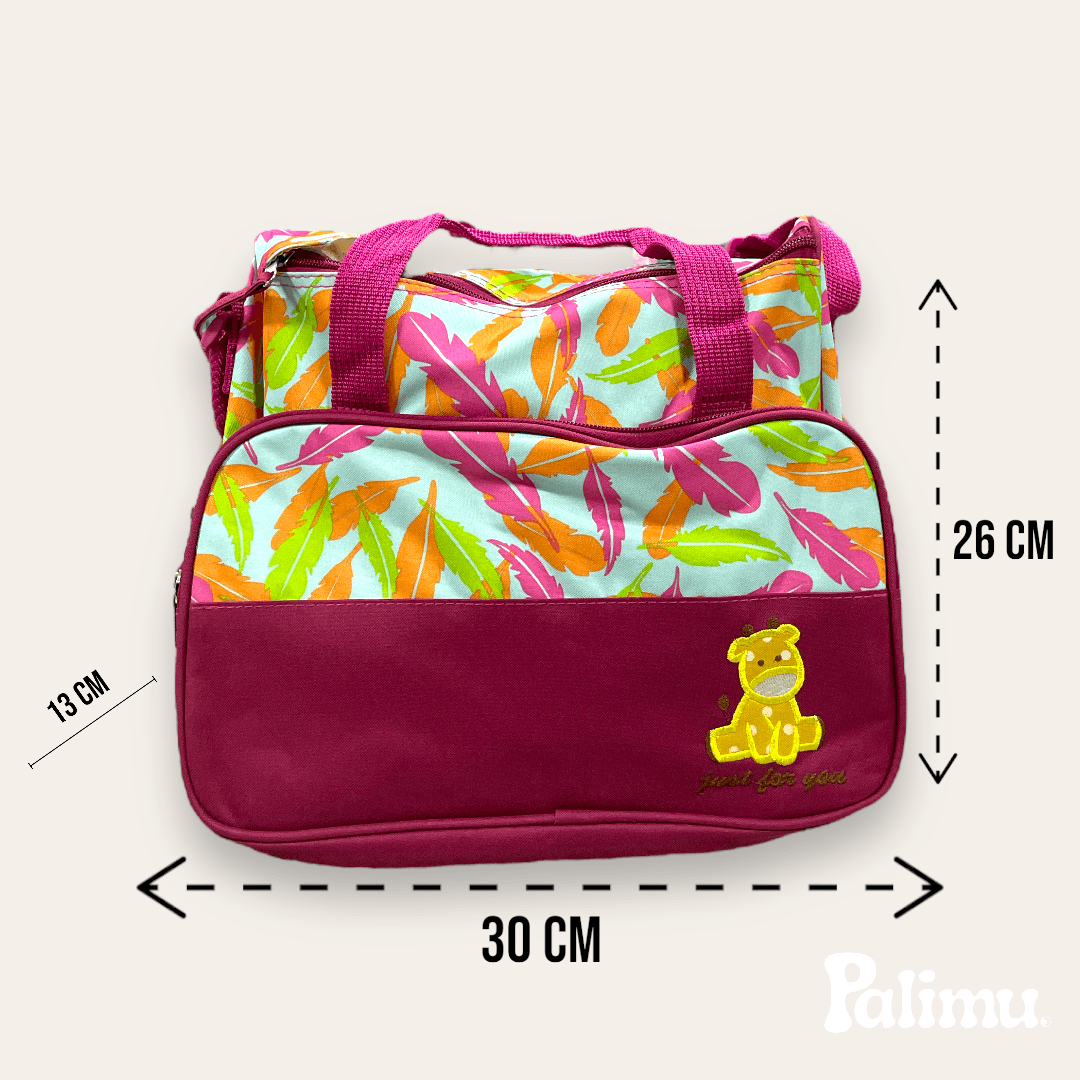 Set bolso maternal 5 piezas Burdeo con diseño - Palimu