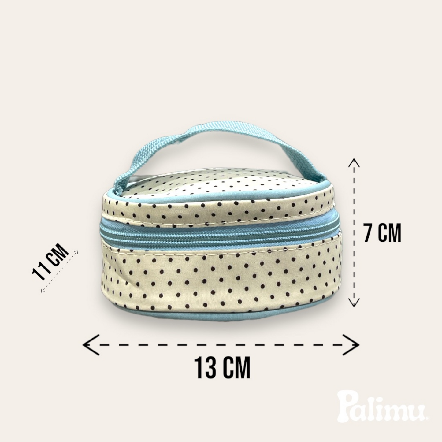 Set bolso maternal 5 piezas celeste con puntos