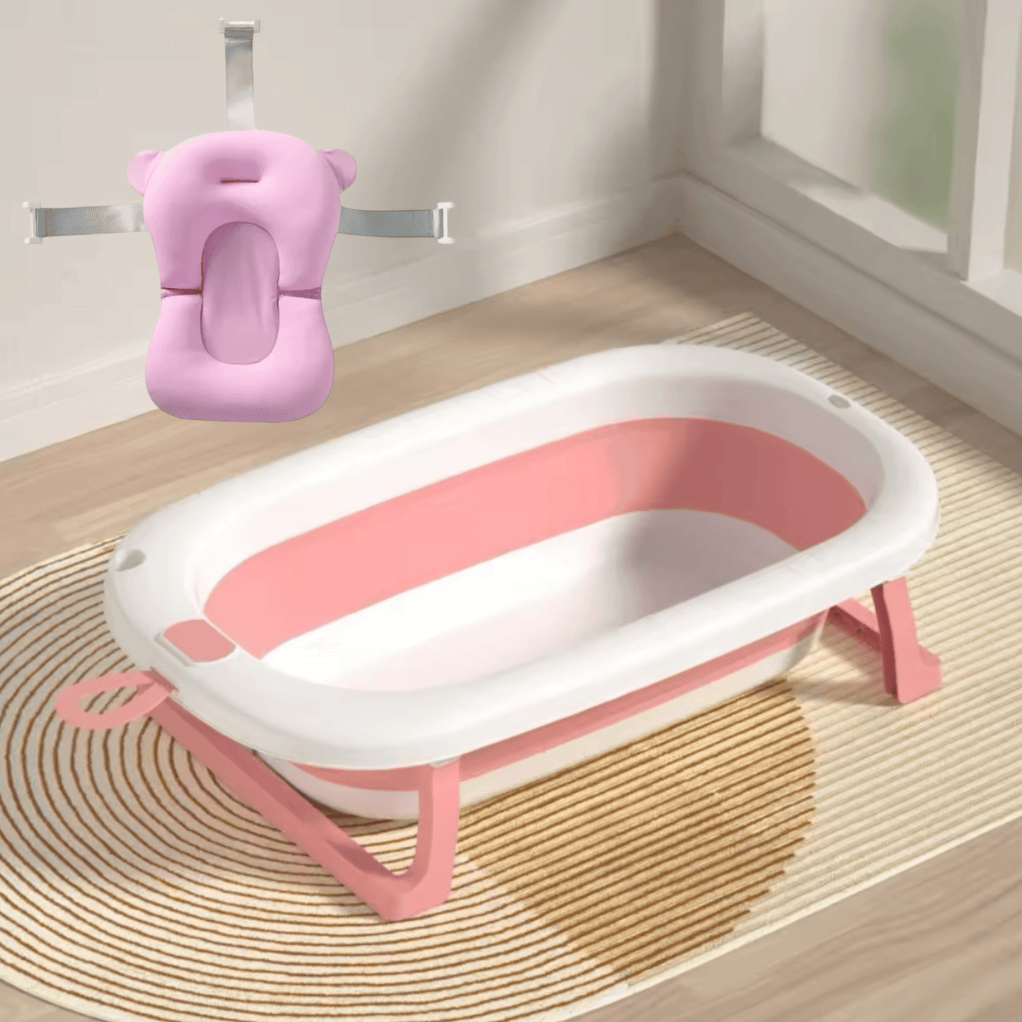 Bañera plegable con cojin rosado - Palimu