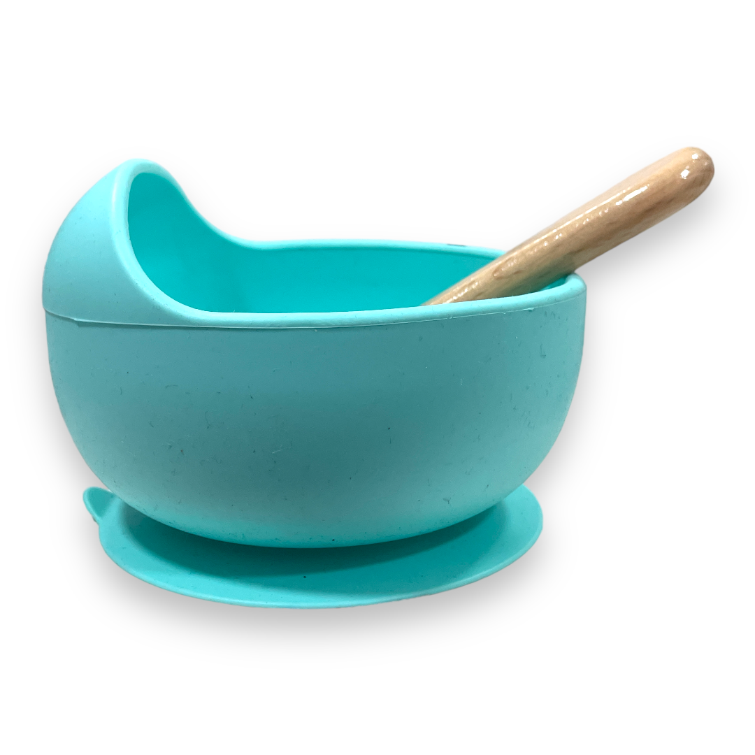 Bowl de silicona con cuchara turquesa
