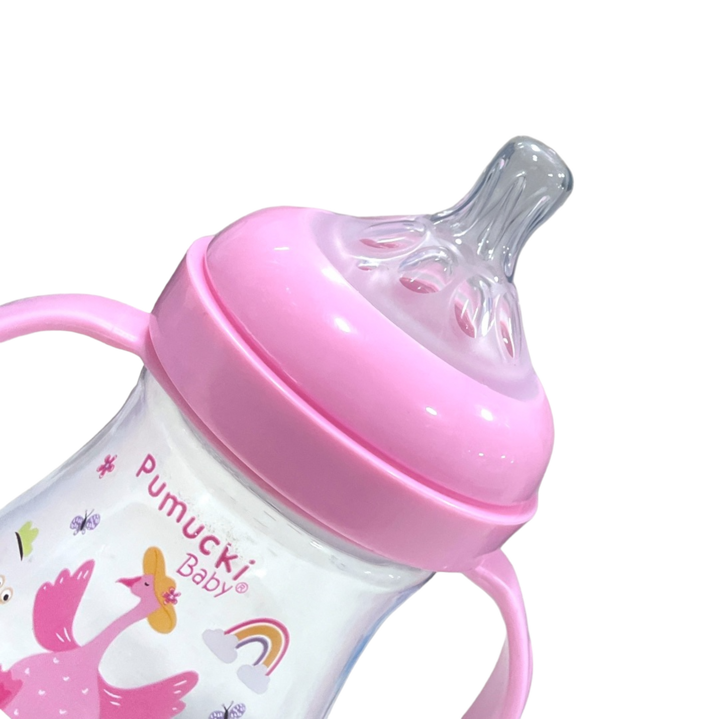 Mamadera 180 ml boca ancha rosada Pumucki