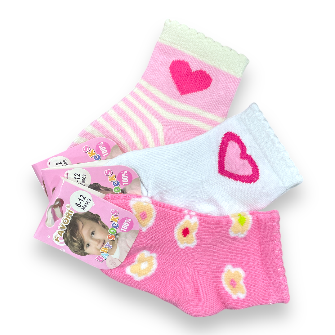 Set de 3 calcetines 6-12m favori niña