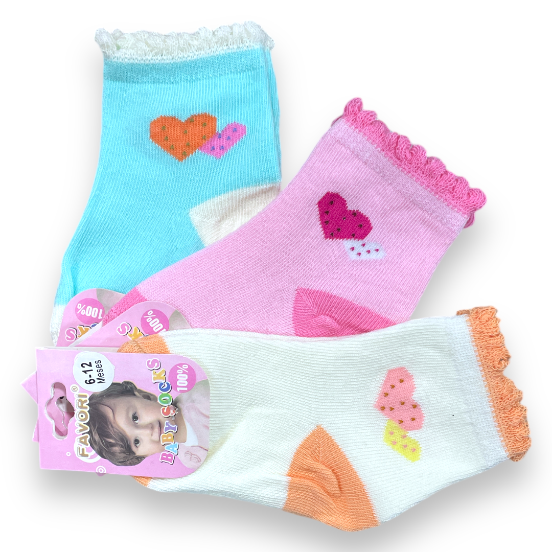 Set de 3 calcetines 6-12m favori niña