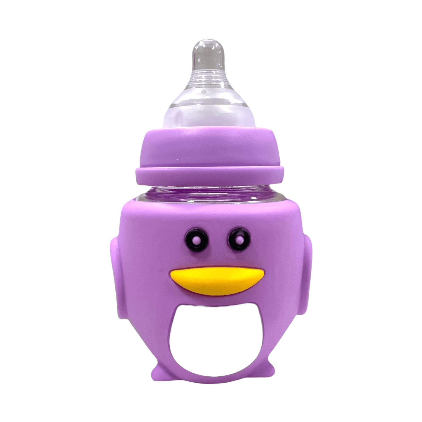 Mamadera de vidrio pingüino lila - Palimu