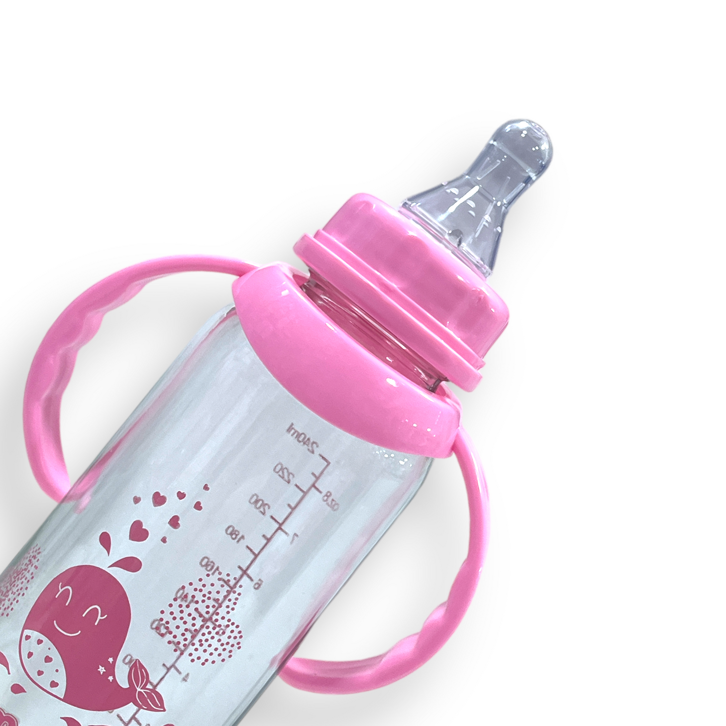 Mamadera de vidrio 250ml rosa