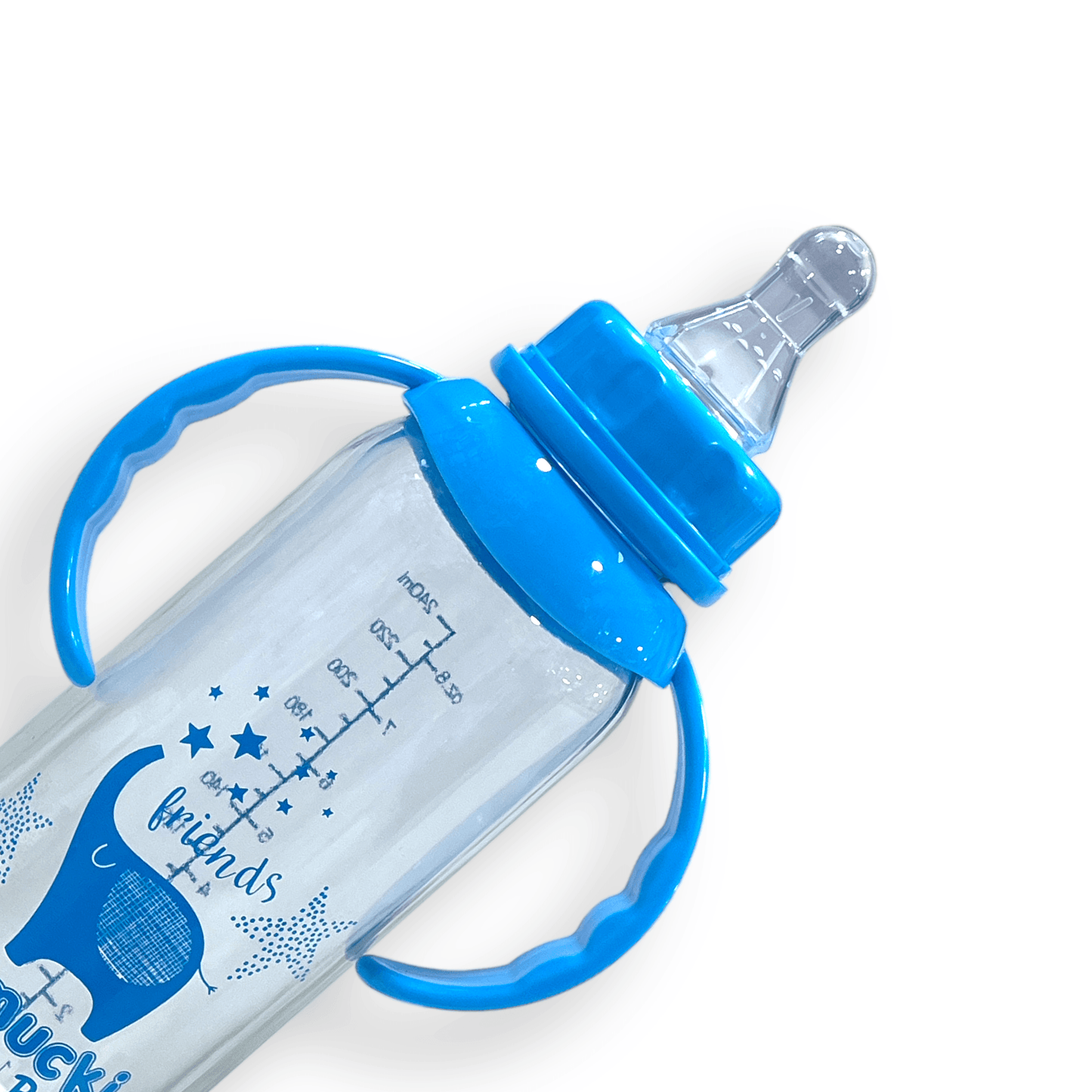 Mamadera de vidrio 250ml celeste - Palimu