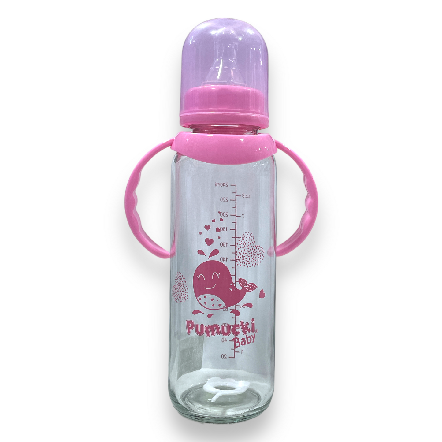 Mamadera de vidrio 250ml rosa