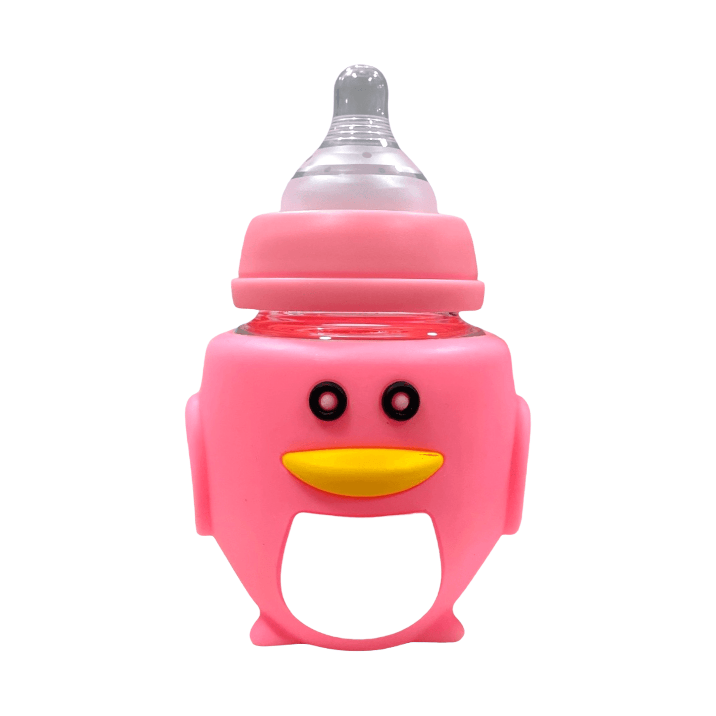 Mamadera de vidrio pingüino rosa - Palimu