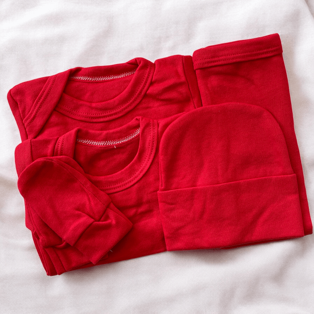 ajuar liso rojo 0-3m - Palimu