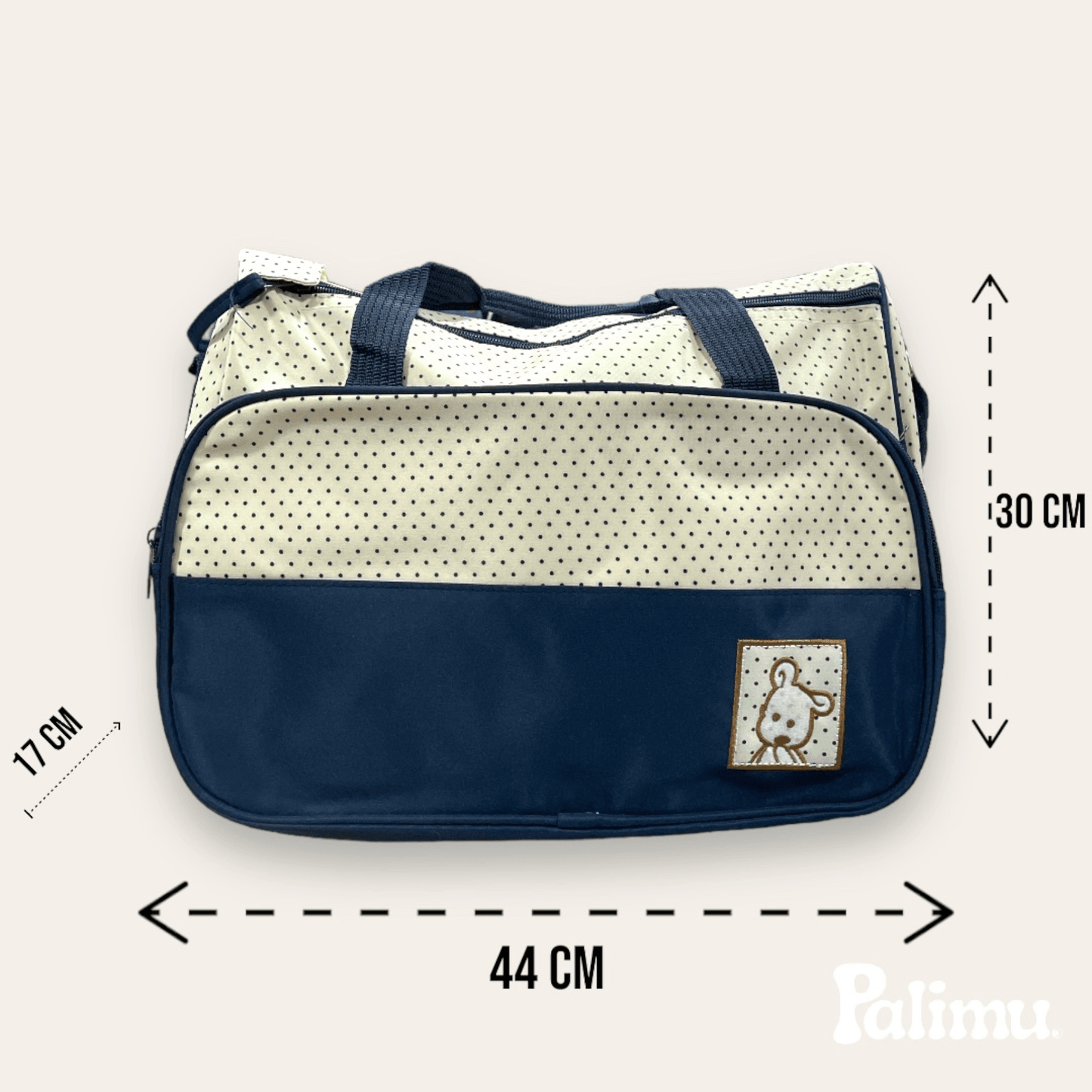 Set bolso maternal 5 piezas azul con puntos - Palimu