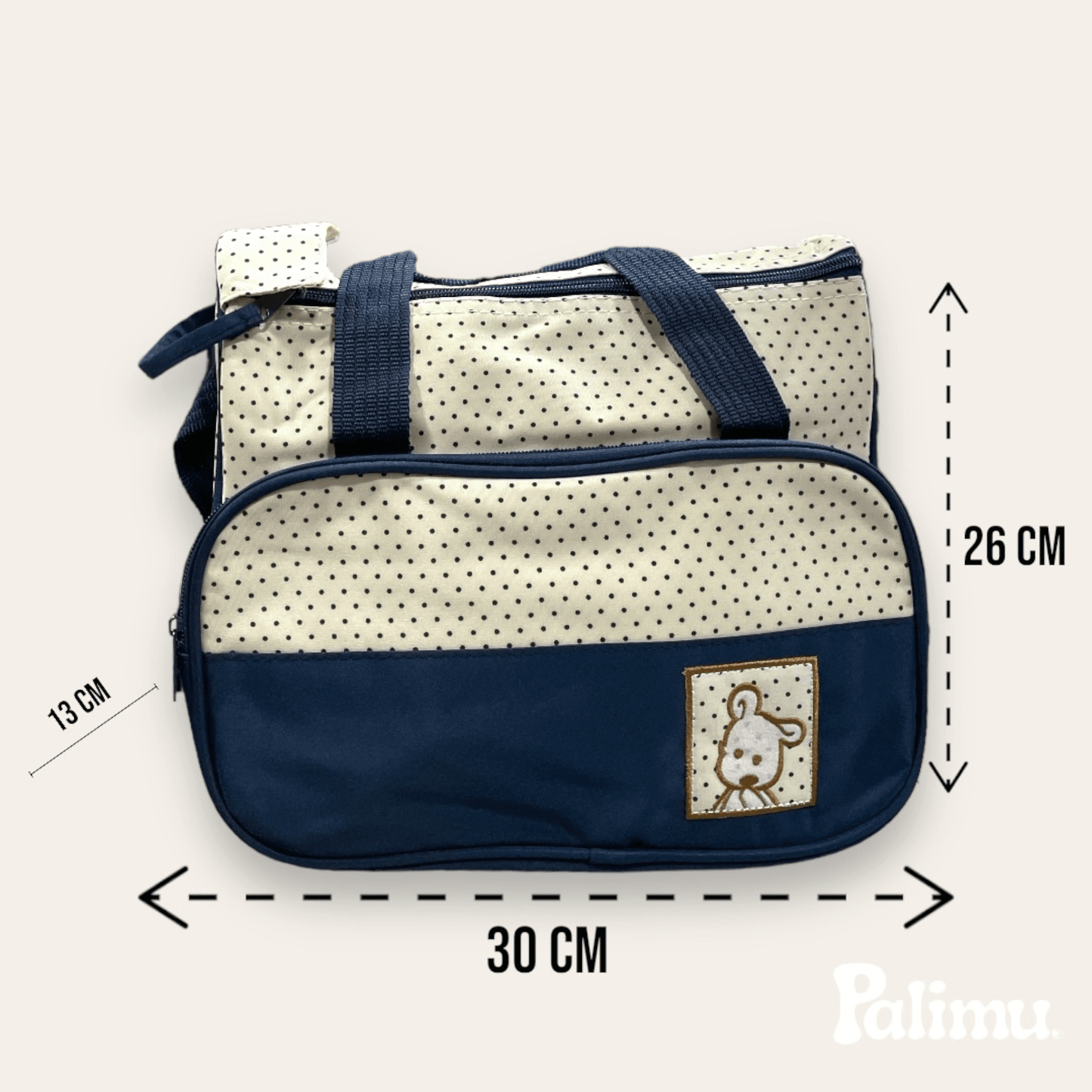 Set bolso maternal 5 piezas azul con puntos - Palimu