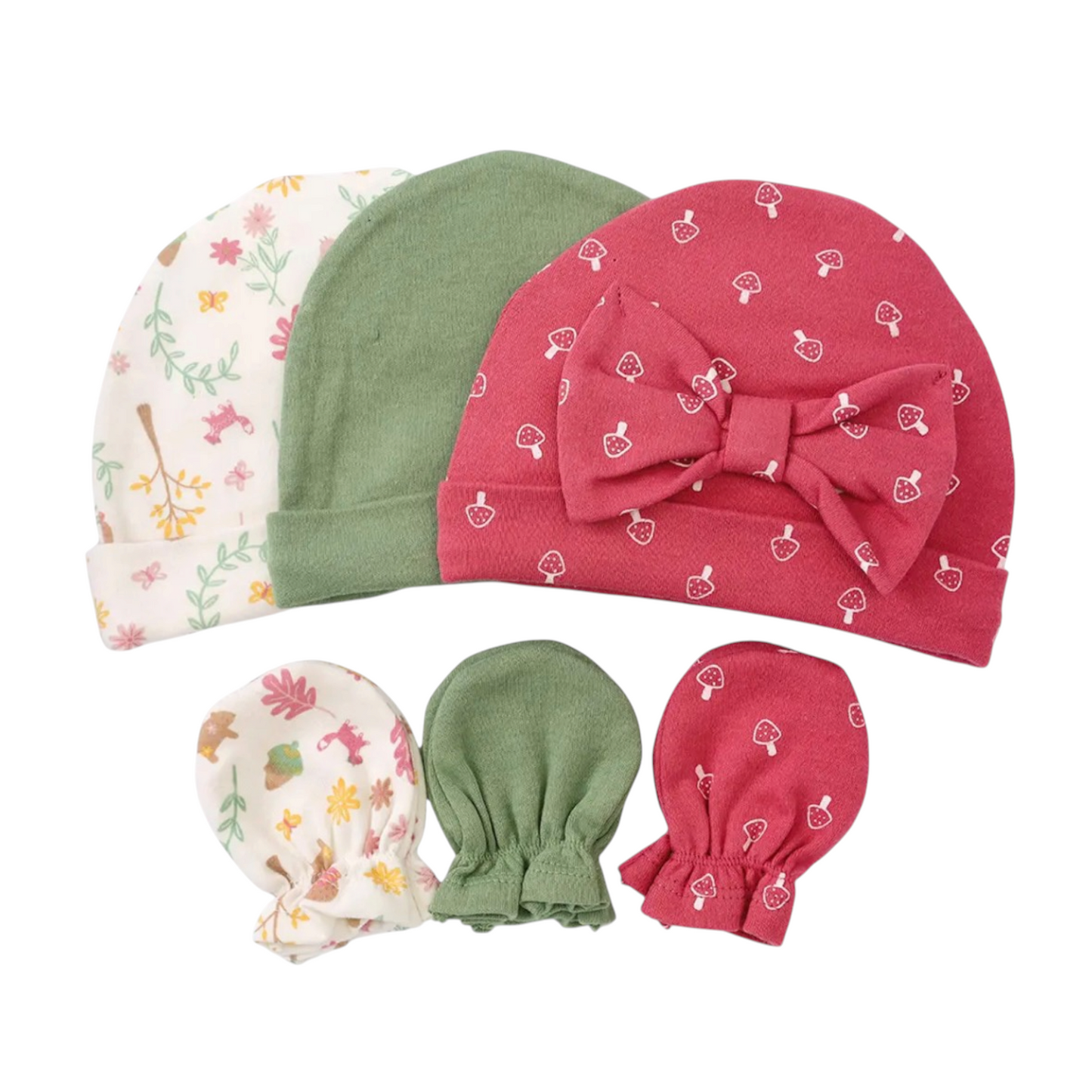 Set de 3 gorros + mitones