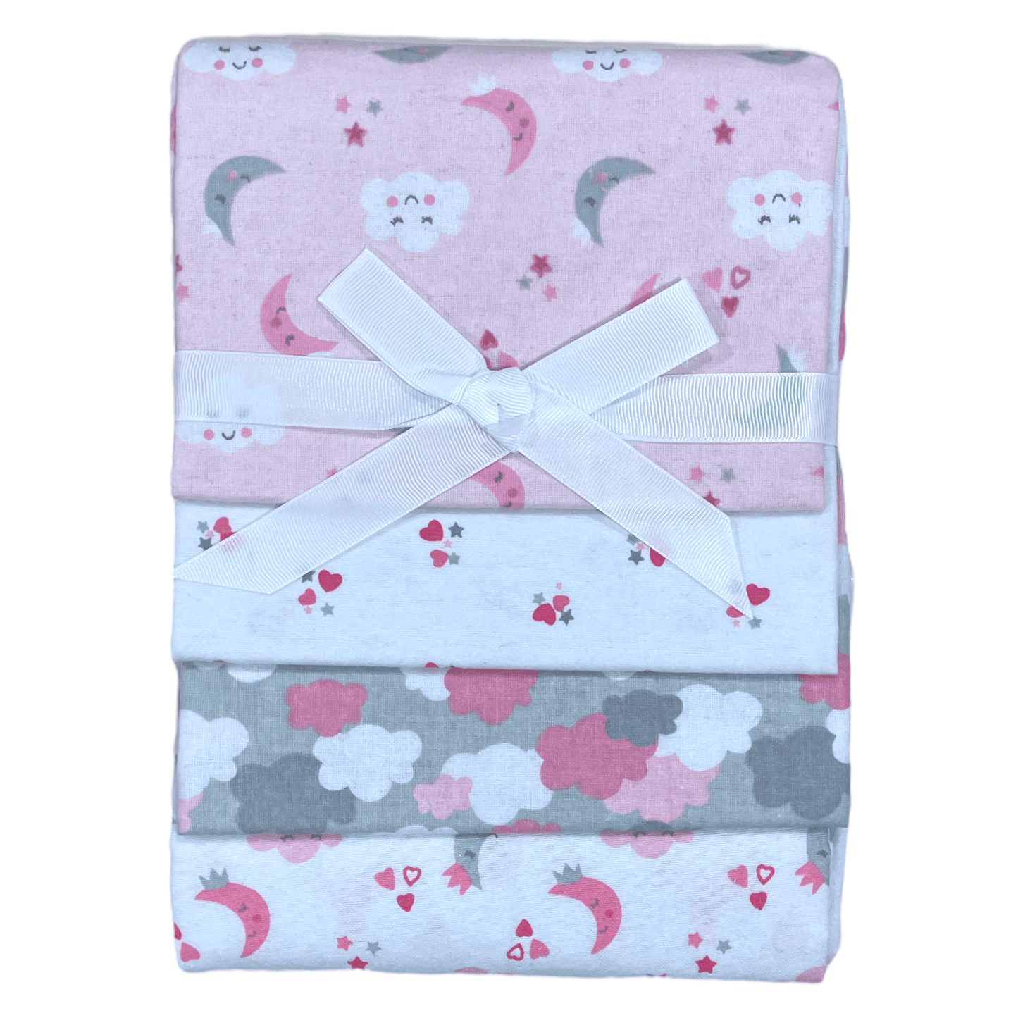 Set de 4 mantitas afraneladas, Nubecitas rosa - Palimu