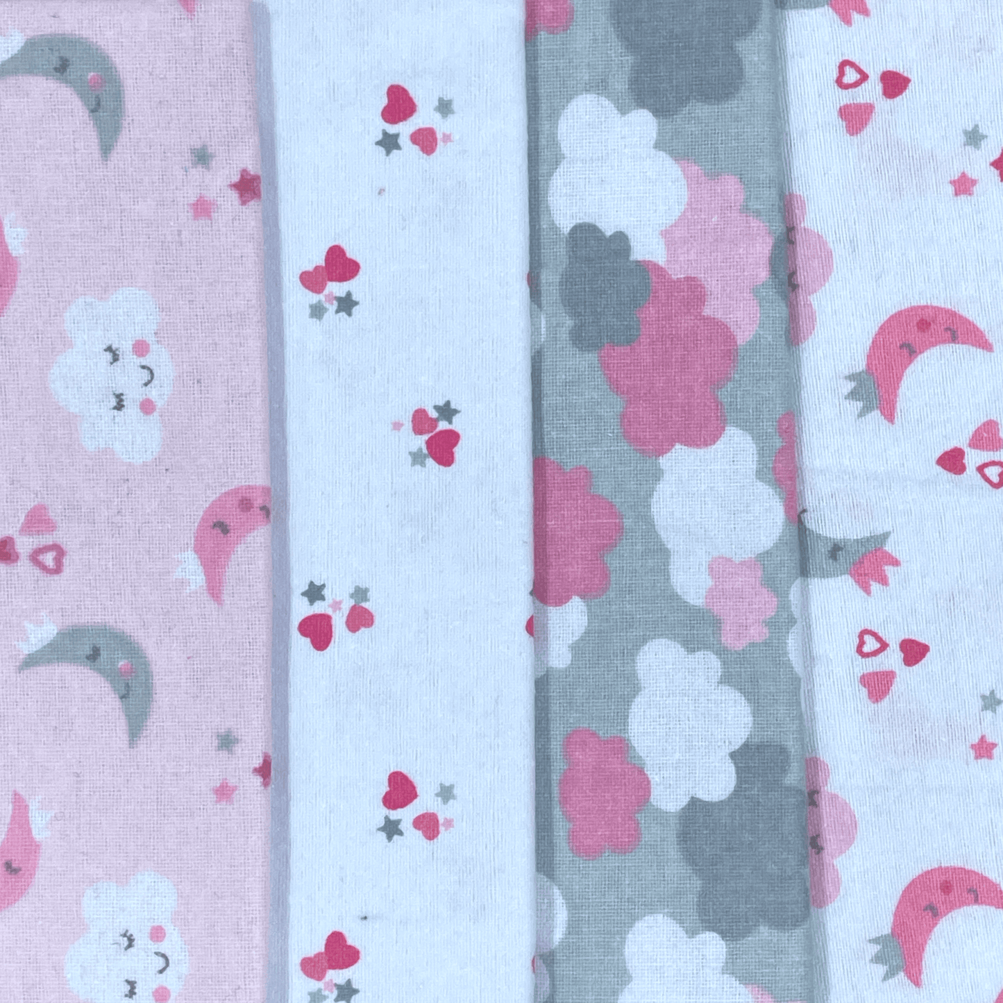 Set de 4 mantitas afraneladas, Nubecitas rosa - Palimu
