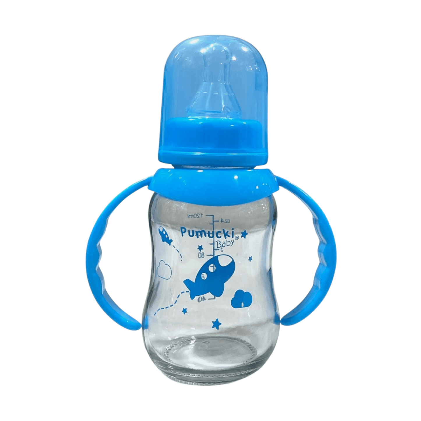 Mamadera de vidrio 130ml Celeste - Palimu