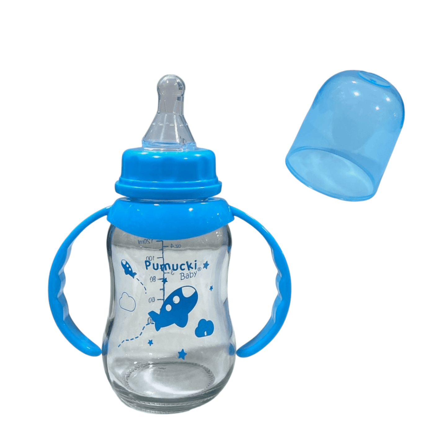 Mamadera de vidrio 130ml Celeste - Palimu