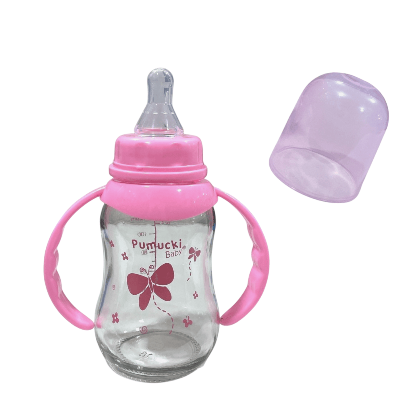 Mamadera de vidrio 130ml Rosa - Palimu