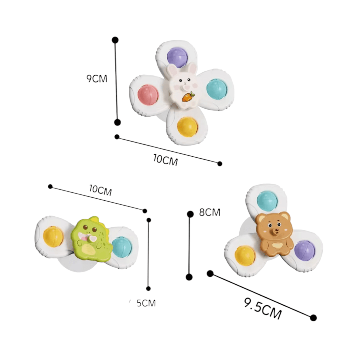 Set de 3 spinners de bebé, cute - Palimu