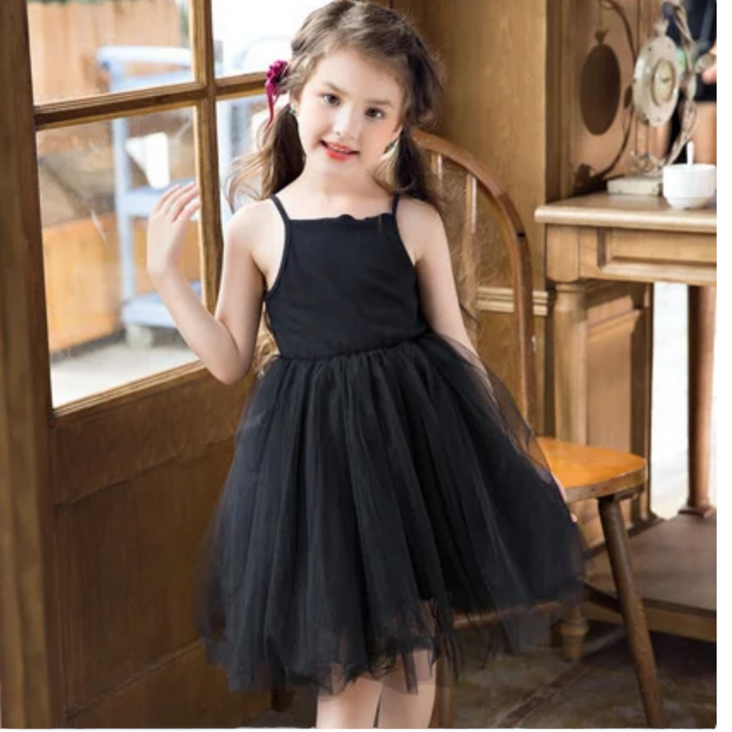 Vestido de algodón con tul