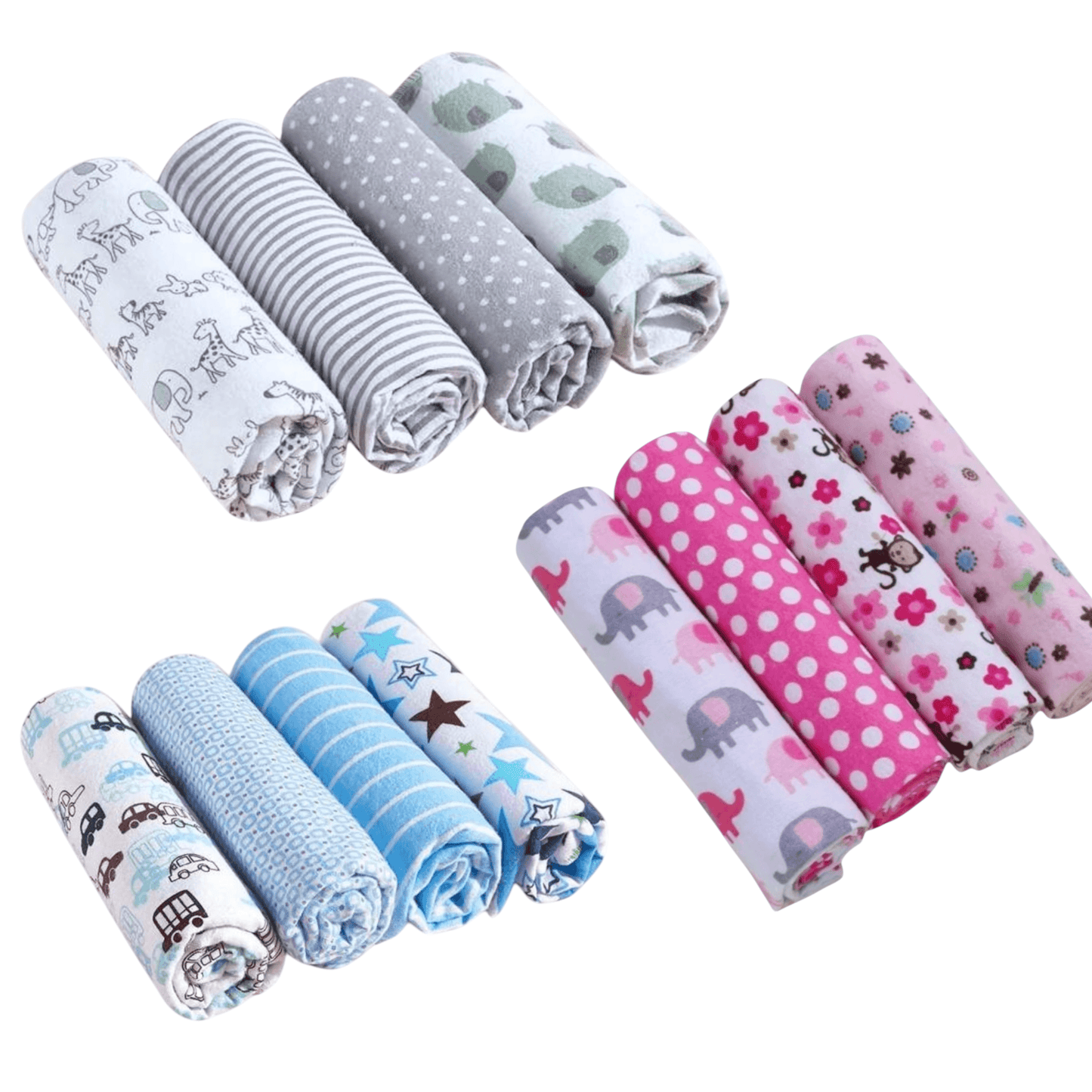 Set de 4 mantitas afraneladas, Variedad de diseños - Palimu