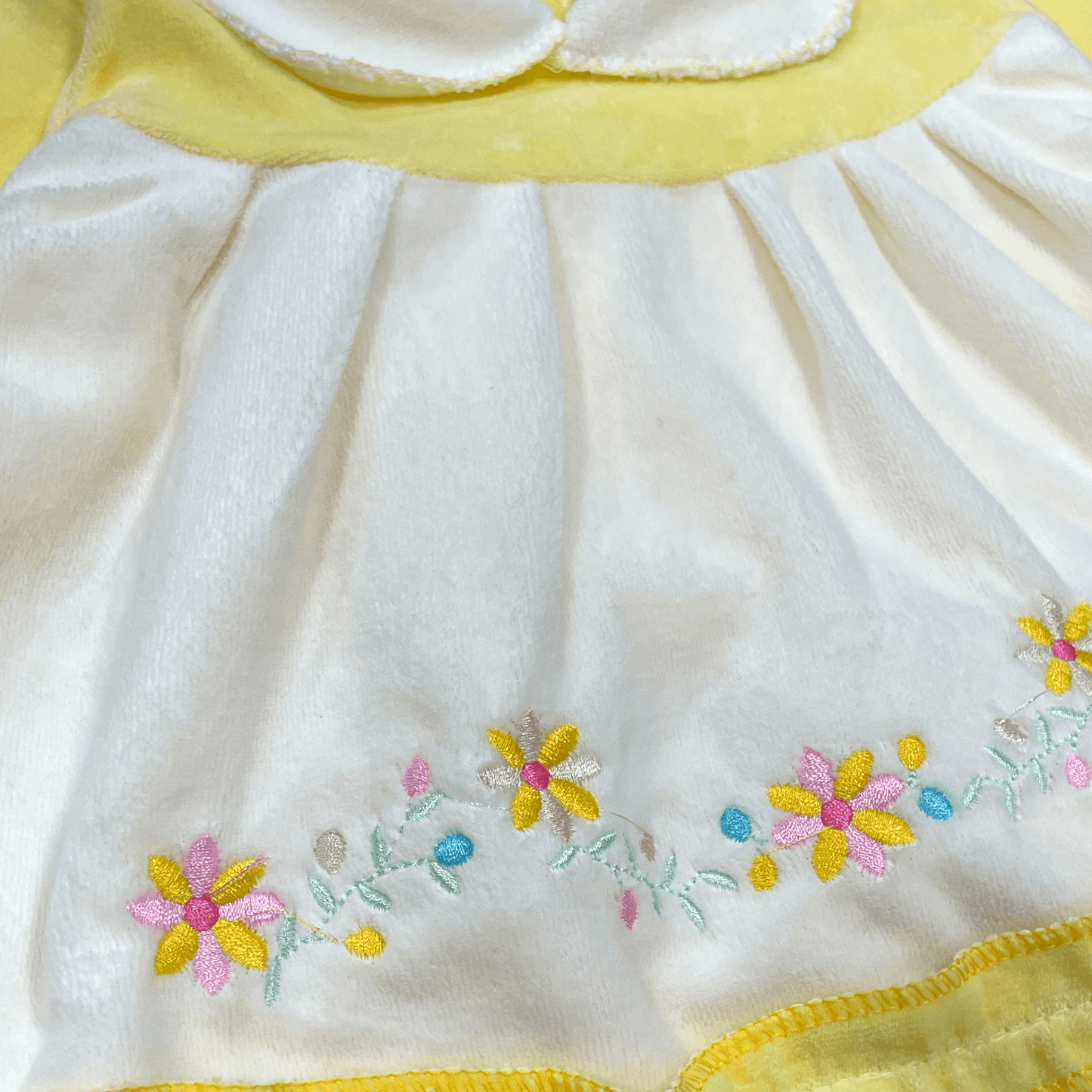 Vestido de plush amarillo flores bordadas 0-3m - Palimu