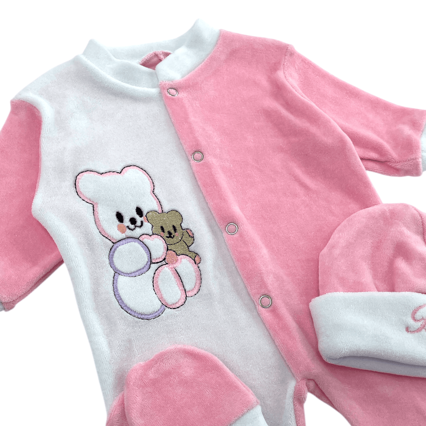 Osito de plush 3 piezas rosado 0-3m - Palimu