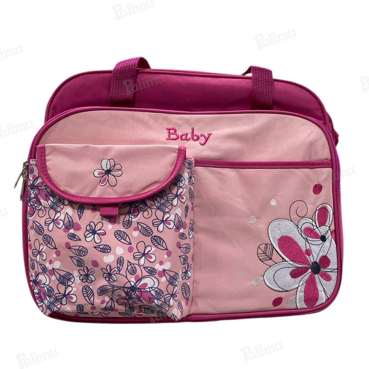 Bolso maternal floreado fucsia