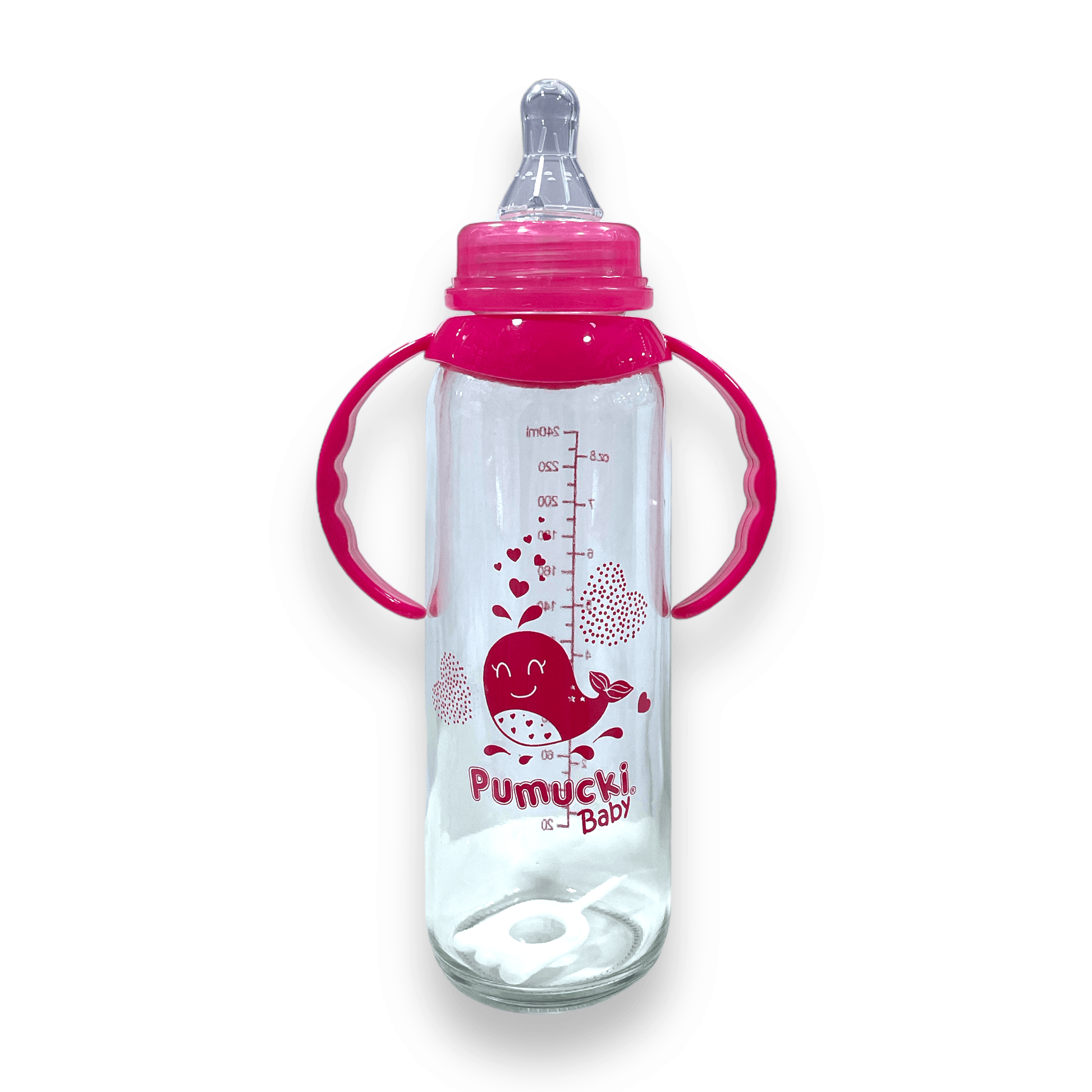 Mamadera de vidrio 250ml fucsia - Palimu