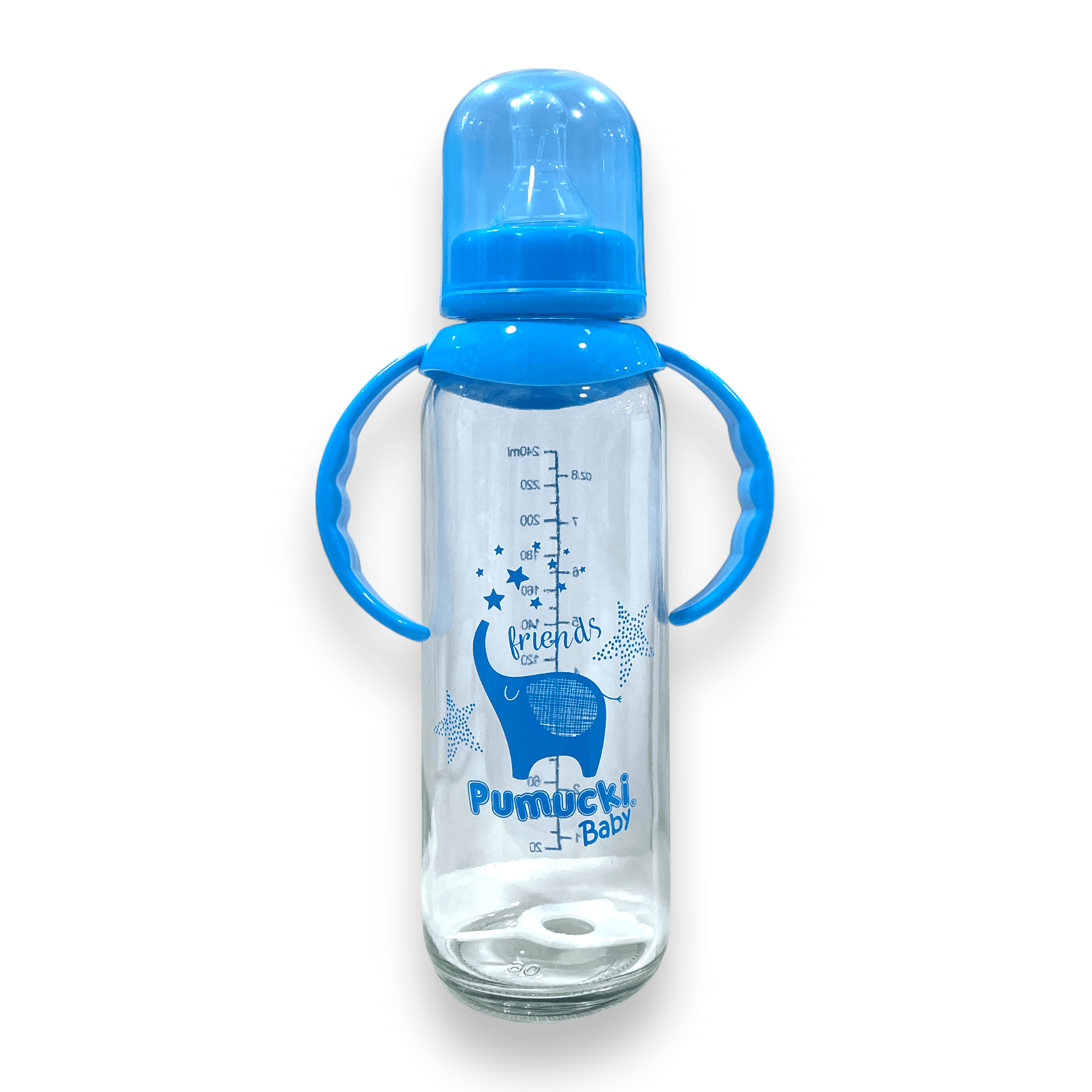 Mamadera de vidrio 250ml celeste - Palimu