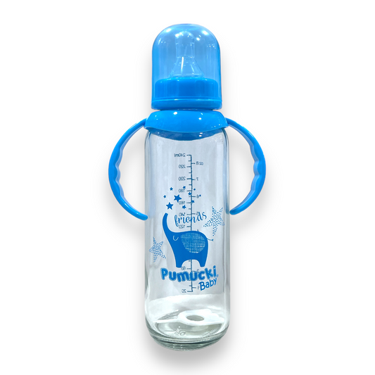 Mamadera de vidrio 250ml celeste