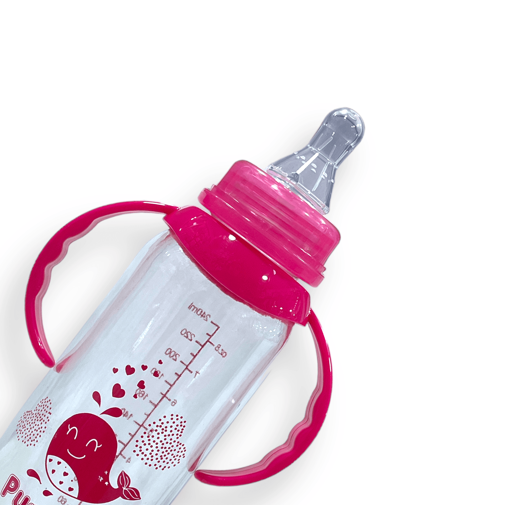 Mamadera de vidrio 250ml fucsia - Palimu