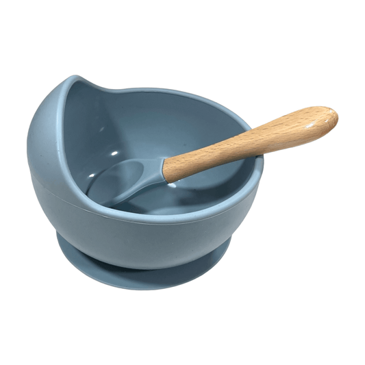 Bowl de silicona con cuchara gris - Palimu