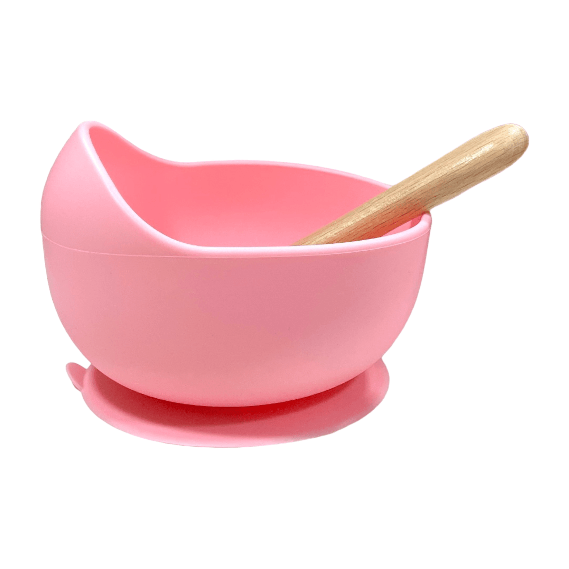 Bowl de silicona más cuchara madera Fuscia - Palimu