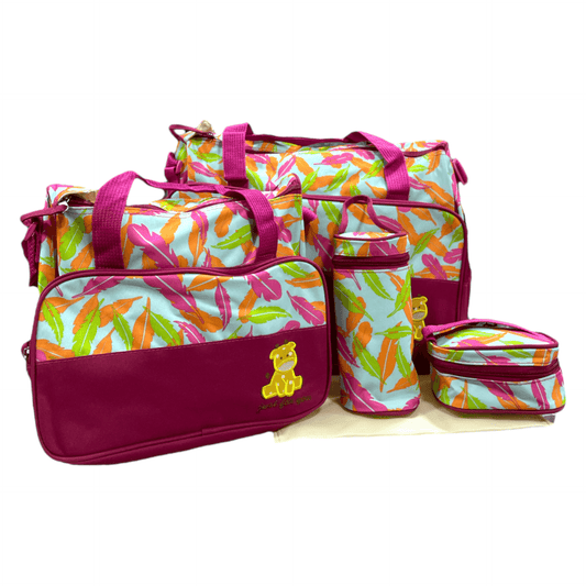Set bolso maternal 5 piezas Burdeo con diseño - Palimu
