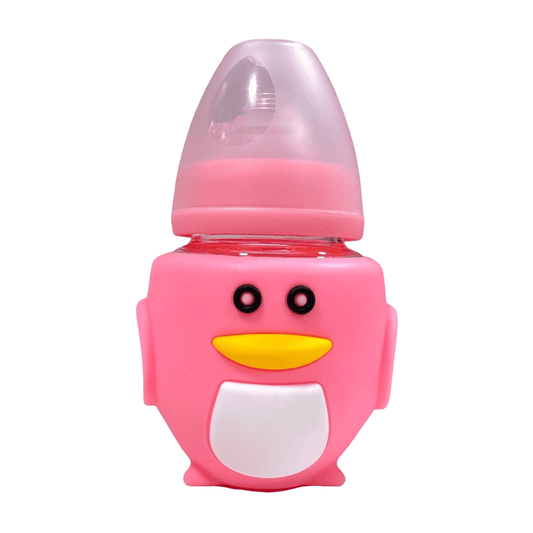 Mamadera de vidrio pingüino rosa - Palimu