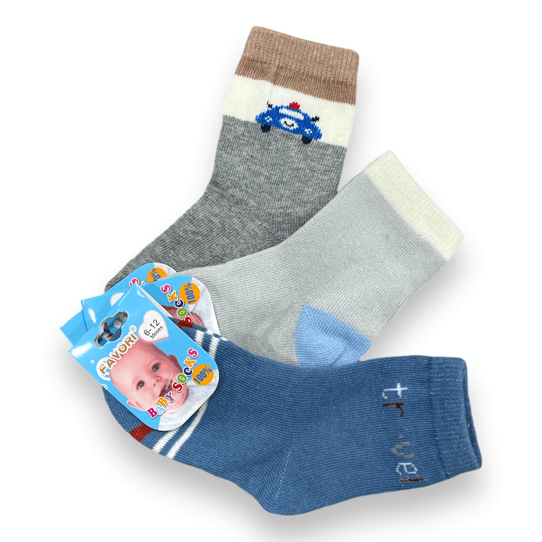 Set de 3 calcetines 6-12m favori niño - Palimu