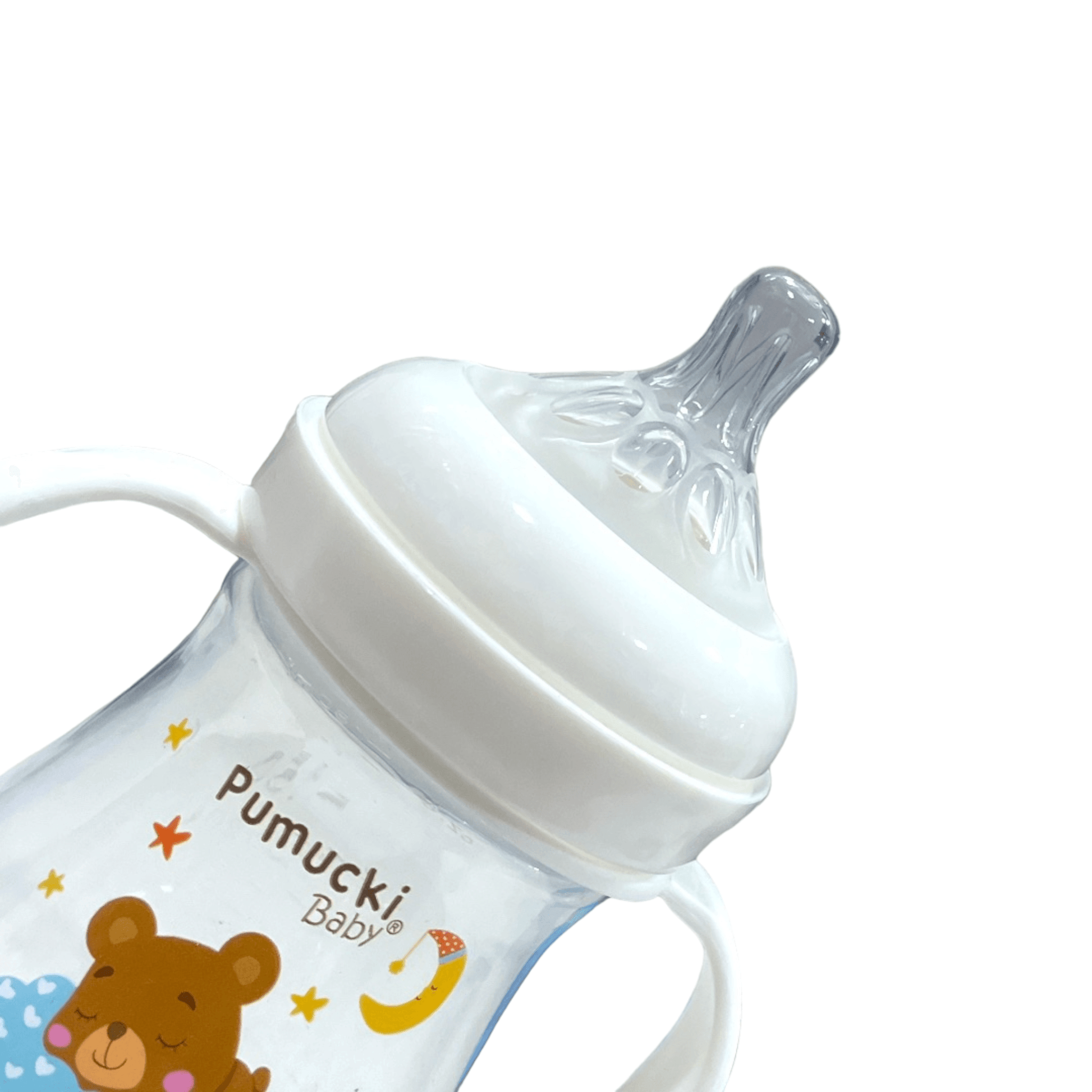 Mamadera 180 ml boca ancha blanca Pumucki - Palimu
