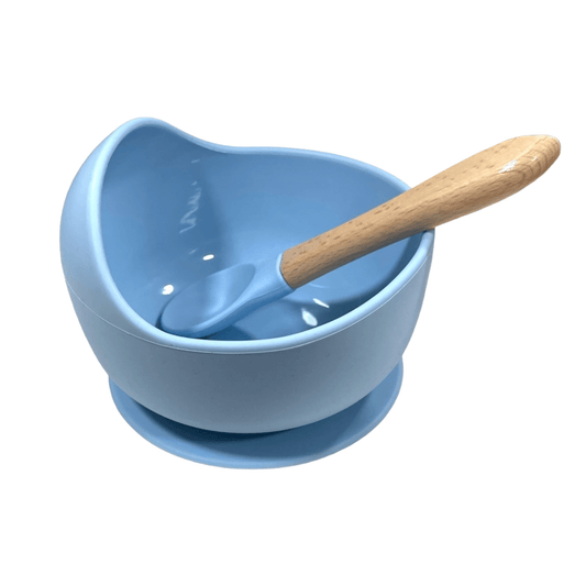 Bowl de silicona con cuchara celeste - Palimu
