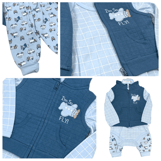 Conjunto de 3 piezas, Azul - Palimu