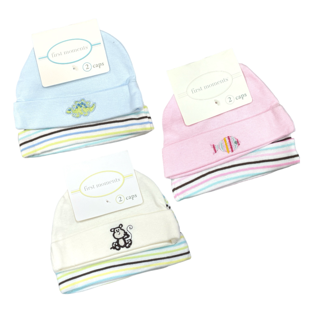 Pack de 2 gorros de algodón RN