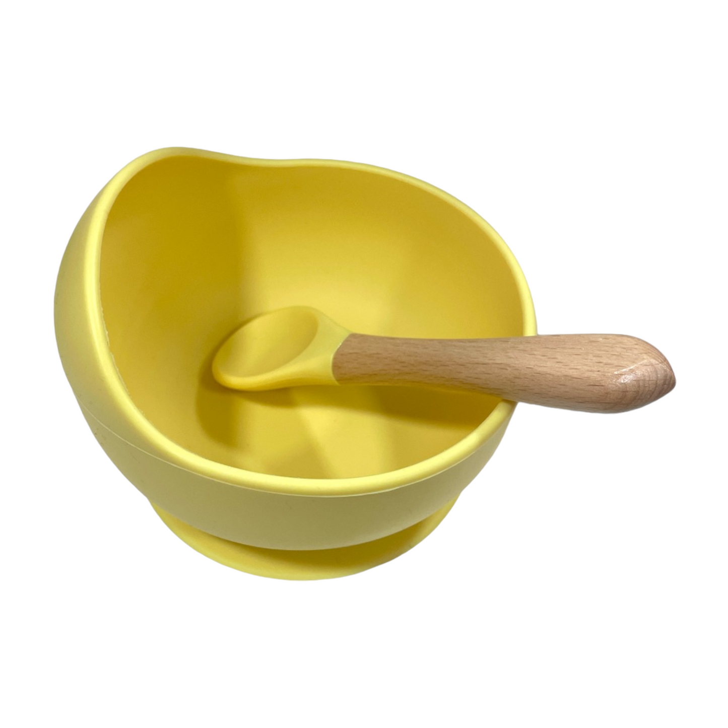 Bowl de silicona con cuchara amarillo